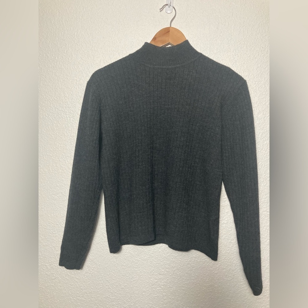 JH Collectibles 100% merino wool mock neck sweater charcoal grey Large cropped